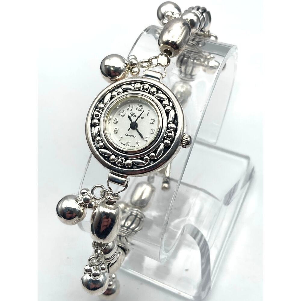 Geneva Quartz VTG Style Women's Bracelet Watch 25mm with Charms -New Battery WR